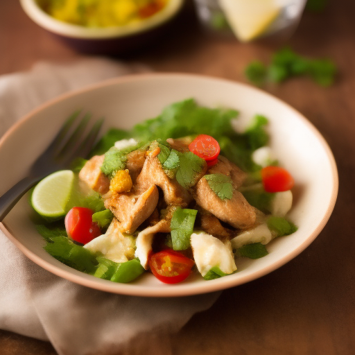 Ensalada de pollo chino con salsa de maní

