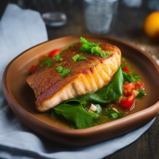 Filete de Pescado en Salsa de Tomate y Tocino

