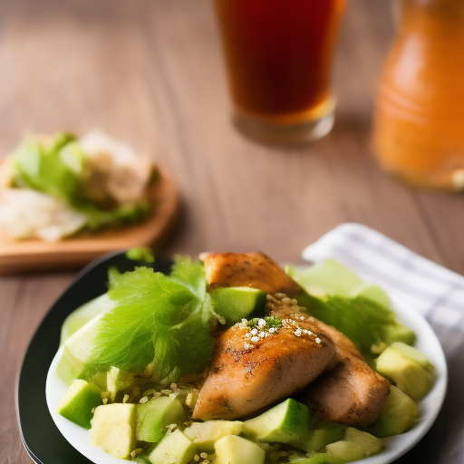 Ensalada de pollo y aguacate al estilo japonés

