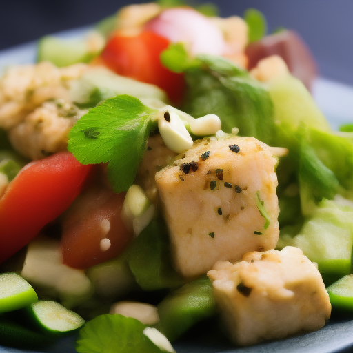 Ensalada de salmón y aguacate estilo japonés 

