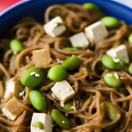 Ensalada de tofu, edamame y fideos soba

