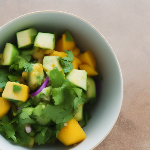 Ensalada de mango y aguacate con aderezo de cilantro

